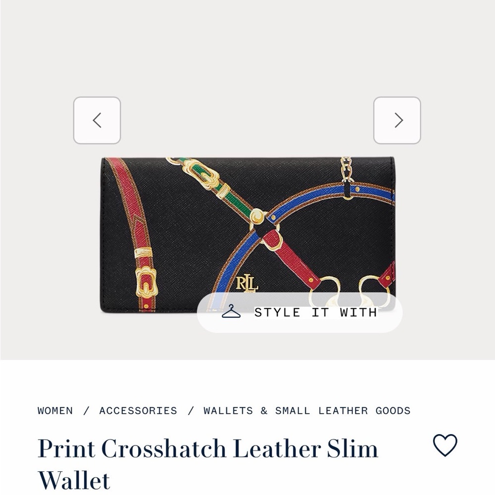 Ralph Lauren Black and Gold Print Leather Wallet
